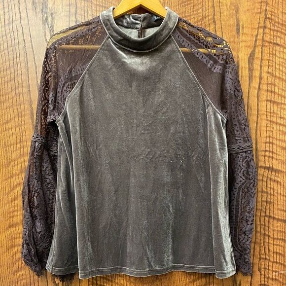 Very J dusty mauve velvet and lace tunic blouse top - Picture 6 of 6